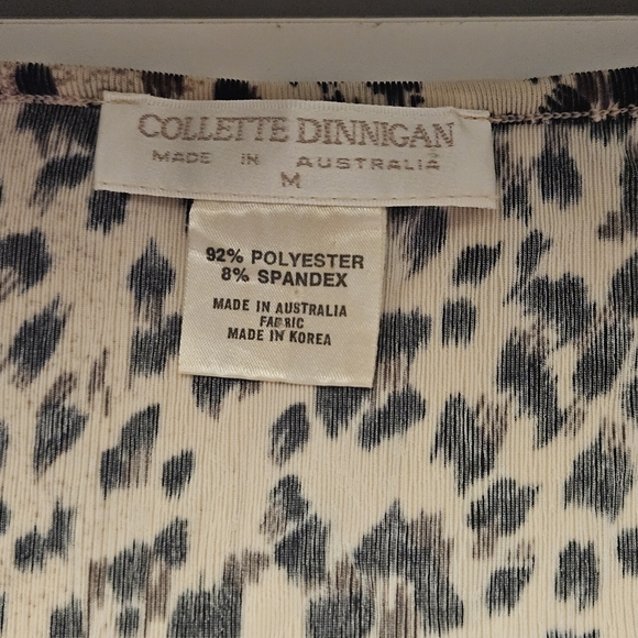 Colette Dinnigan Vintage Brown Animal Print Long Sleeve V-Neck Fitted Top - Picture 5 of 5